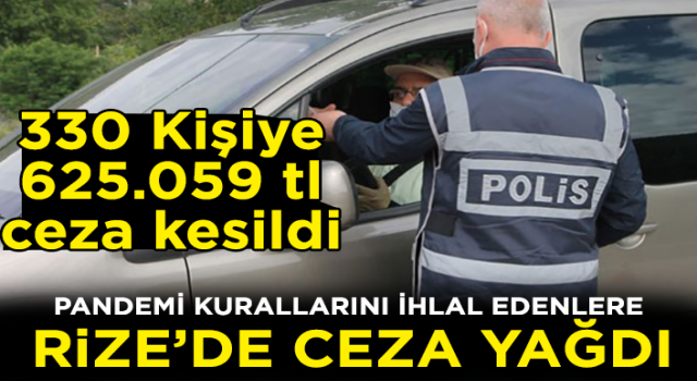 Rize'de Kurallara Uymayan 330 Kişiye 625 Milyon Lira Ceza Verildi