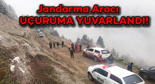 Rize'de kurtarma çalışmasına katılan jandarma aracı uçuruma yuvarlandı