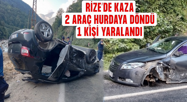 Rize'de iki otomobil çarpıştı: 1 yaralı