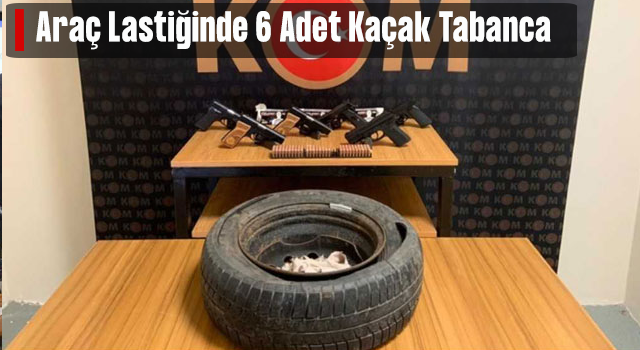 Rize'de otomobilin yedek lastiğine gizlenmiş 6 ruhsatsız tabanca ele geçirildi