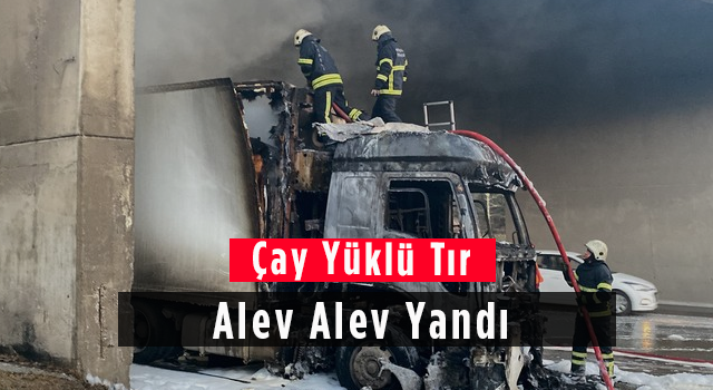 Çay Yüklü Tır Alev Alev Yandı