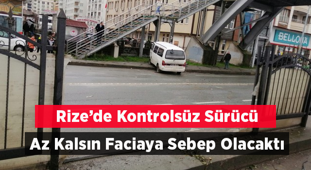 Rize’de Trafik Kazası. Bariyerleri Aşarak Üst Geçit Ayağına Çarptı