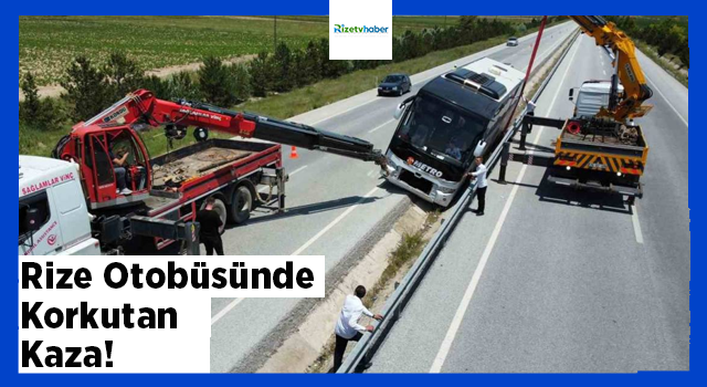 İçerisinde 25 Yolcusu Bulunan Otobüs Orta Refüje Girip Bariyerlere Çarptı