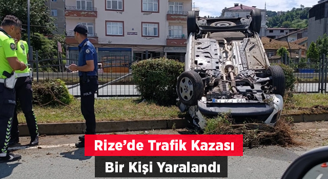 Rize’de trafik kazası! Araç takla attı