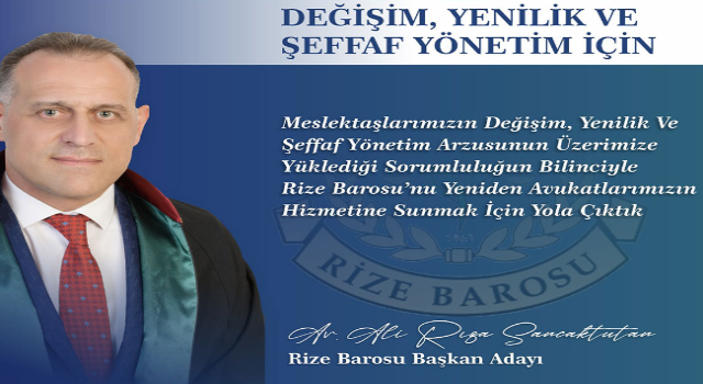 Rize Barosu Başkan Adayı Av. Sancaktutan: Değişim, Yenilik ve Şeffaf Yönetim