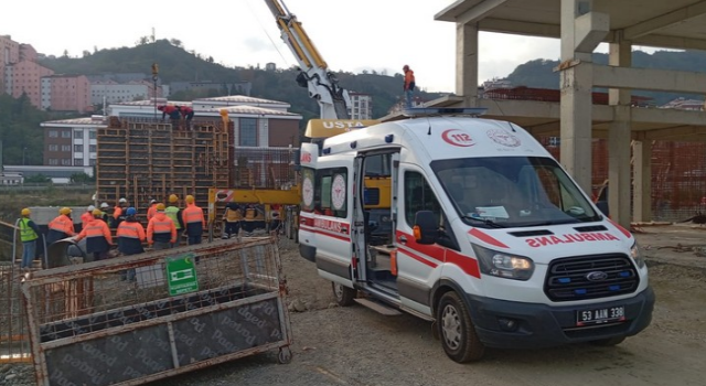 Rize Atık Su Arıtma Tesisi İnşaatından Düşen İşçi Yaralandı