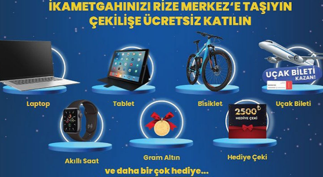 Rize Belediyesi’nden Gençlere Büyük Çekiliş: Laptop, Tablet, Uçak Bileti ve Daha Fazlası!