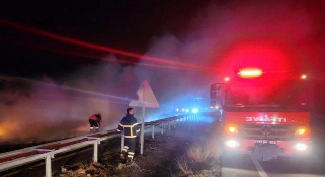 Seyir halindeki Rize yolcu otobüsü alev alev yandı