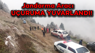 Rize'de kurtarma çalışmasına katılan jandarma aracı uçuruma yuvarlandı