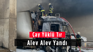 Çay Yüklü Tır Alev Alev Yandı