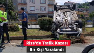 Rize’de trafik kazası! Araç takla attı