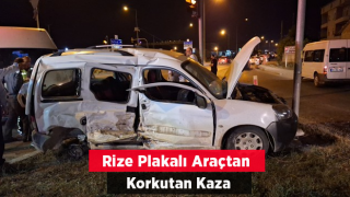 Rize plakalı hafif ticari araçla kamyonetin çarpıştığı kazada 1 kişi yaralandı