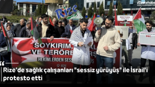 Rize'de sağlık çalışanları "sessiz yürüyüş" ile İsrail'i protesto etti