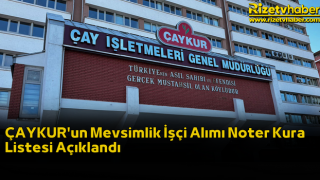 ÇAYKUR'un Mevsimlik İşçi Alımı Noter Kura Listesi Açıklandı