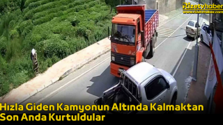 Hızla Giden Kamyonun Altında Kalmaktan Son Anda Kurtuldular