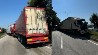 Rize plakalı TIR, zincirleme TIR kazasına karıştı, kara yolu trafiğe kapandı