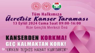 Rize'de Gençlik ve Spor İl Müdürlüğü personeline “Ücretsiz Kanser Taraması” yapılacak