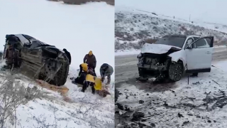 Erzurum'da kayganlaşan yolda kaza; 2 ölü, 3 yaralı